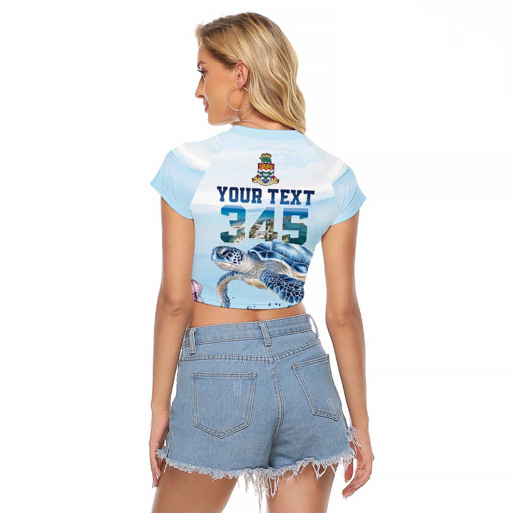 Personalized Cayman Islands 345 Raglan Cropped T Shirt Watercolor Turtle - Wonder Print Shop