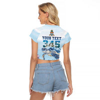 Personalized Cayman Islands 345 Raglan Cropped T Shirt Watercolor Turtle - Wonder Print Shop