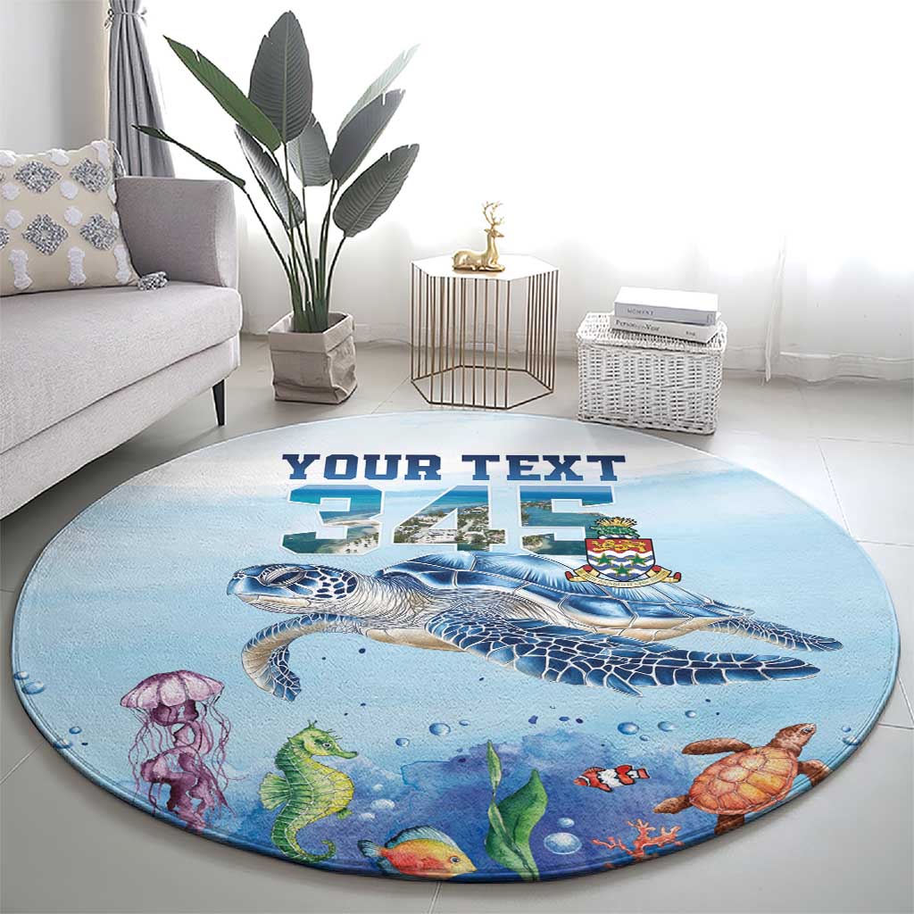 Personalized Cayman Islands 345 Round Carpet Watercolor Turtle - Wonder Print Shop