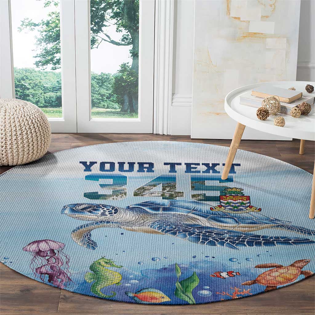 Personalized Cayman Islands 345 Round Carpet Watercolor Turtle - Wonder Print Shop