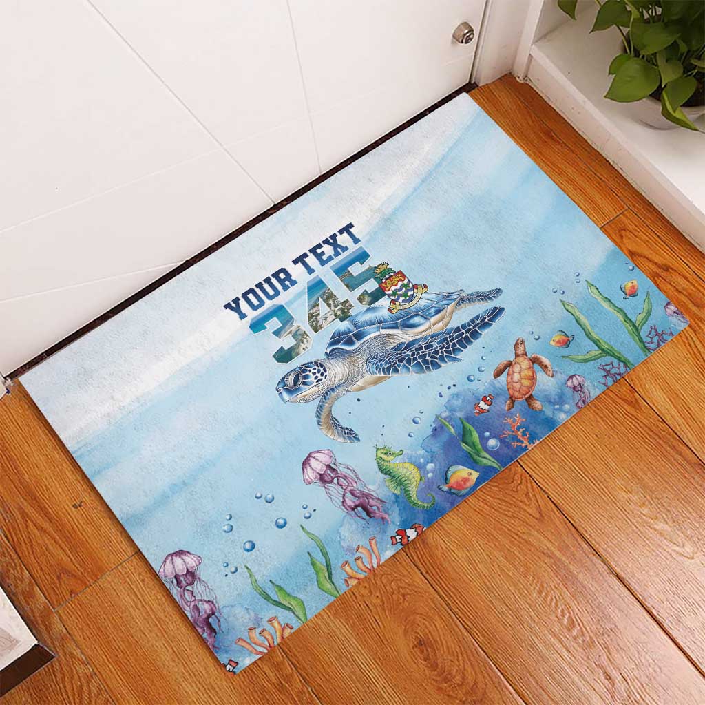 Personalized Cayman Islands 345 Rubber Doormat Watercolor Turtle - Wonder Print Shop