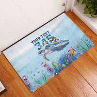 Personalized Cayman Islands 345 Rubber Doormat Watercolor Turtle - Wonder Print Shop