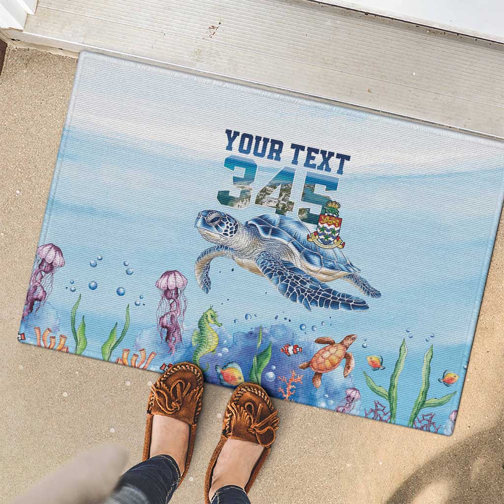 Personalized Cayman Islands 345 Rubber Doormat Watercolor Turtle - Wonder Print Shop