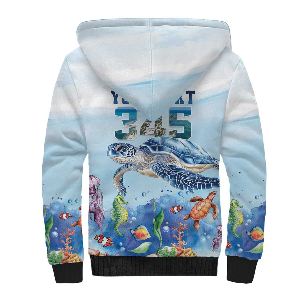 Personalized Cayman Islands 345 Sherpa Hoodie Watercolor Turtle - Wonder Print Shop