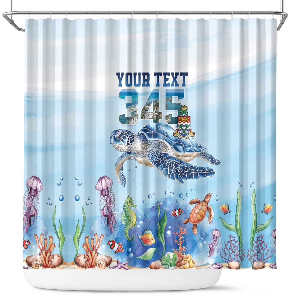 Personalized Cayman Islands 345 Shower Curtain Watercolor Turtle - Wonder Print Shop