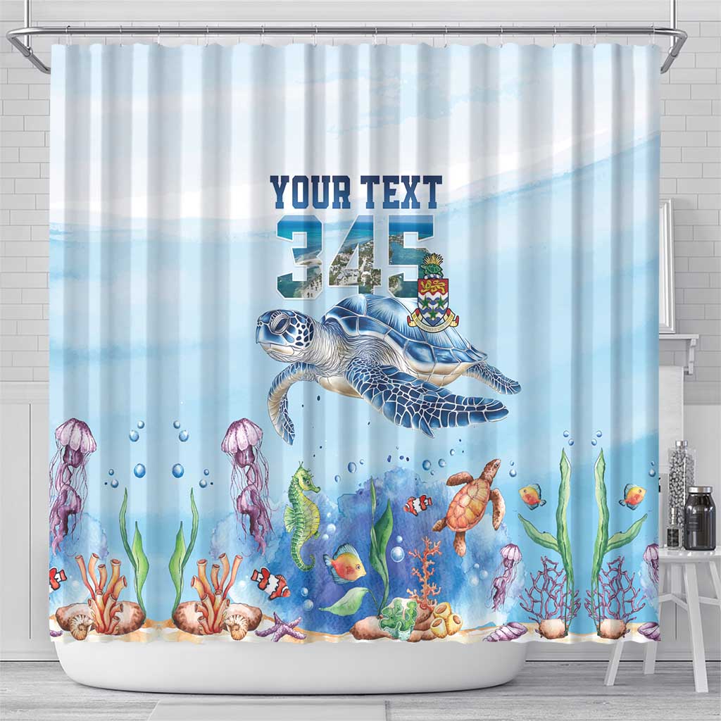 Personalized Cayman Islands 345 Shower Curtain Watercolor Turtle - Wonder Print Shop