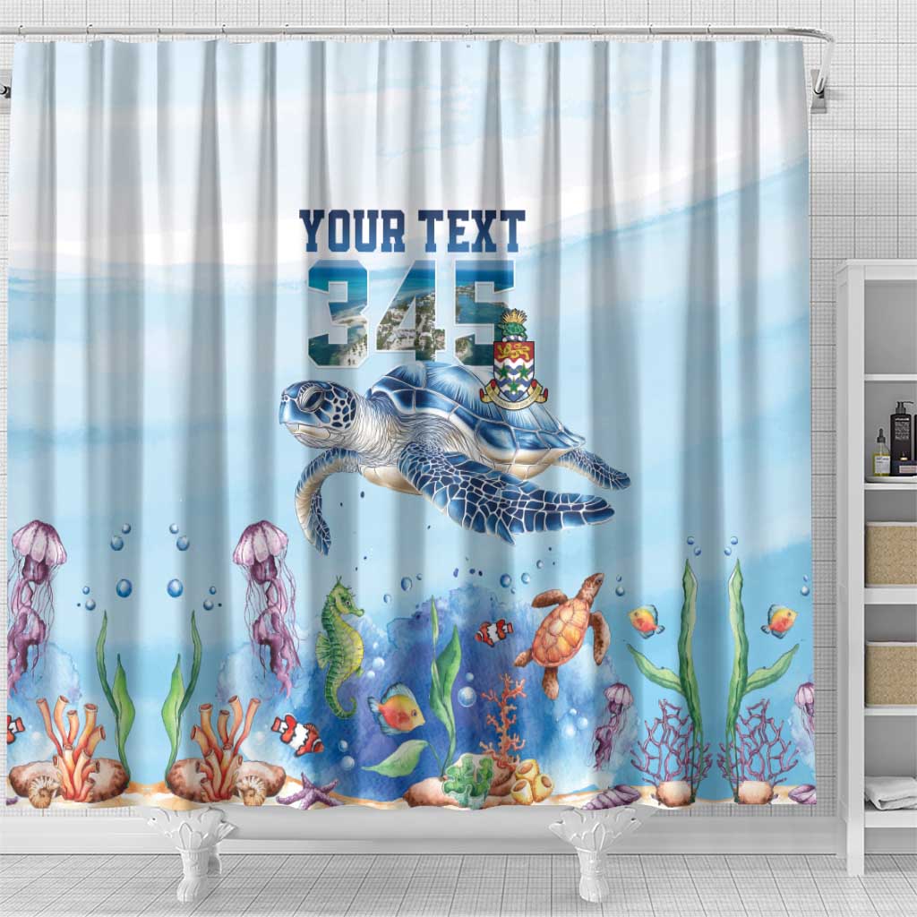 Personalized Cayman Islands 345 Shower Curtain Watercolor Turtle - Wonder Print Shop
