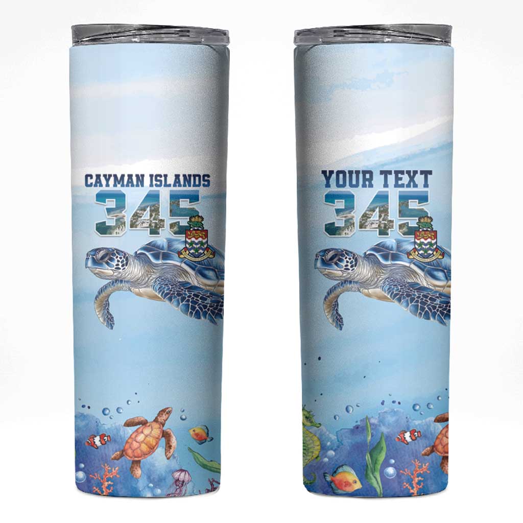 Personalized Cayman Islands 345 Skinny Tumbler Watercolor Turtle - Wonder Print Shop