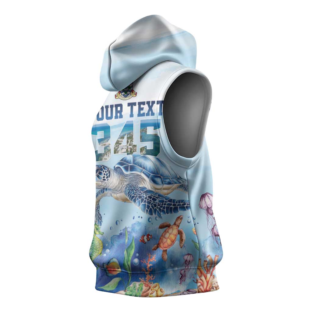 Personalized Cayman Islands 345 Sleeveless Hoodie Watercolor Turtle - Wonder Print Shop
