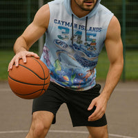 Personalized Cayman Islands 345 Sleeveless Hoodie Watercolor Turtle - Wonder Print Shop