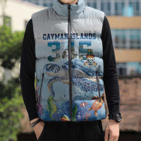 Personalized Cayman Islands 345 Sleeveless Puffer Jacket Watercolor Turtle - Wonder Print Shop