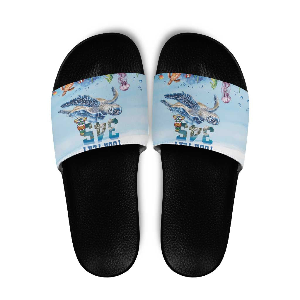 Personalized Cayman Islands 345 Slide Sandals Watercolor Turtle - Wonder Print Shop