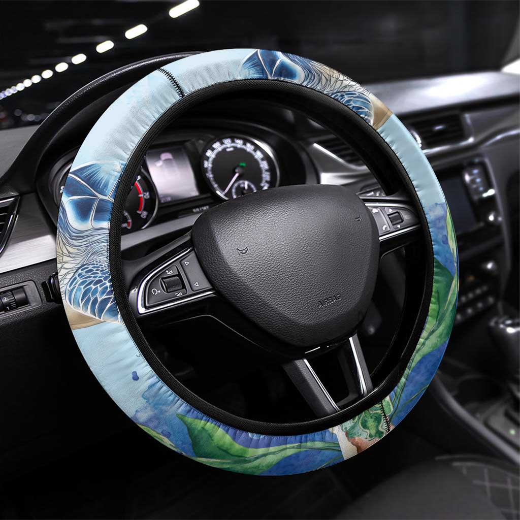 Cayman Islands 345 Steering Wheel Cover Watercolor Turtle - Wonder Print Shop