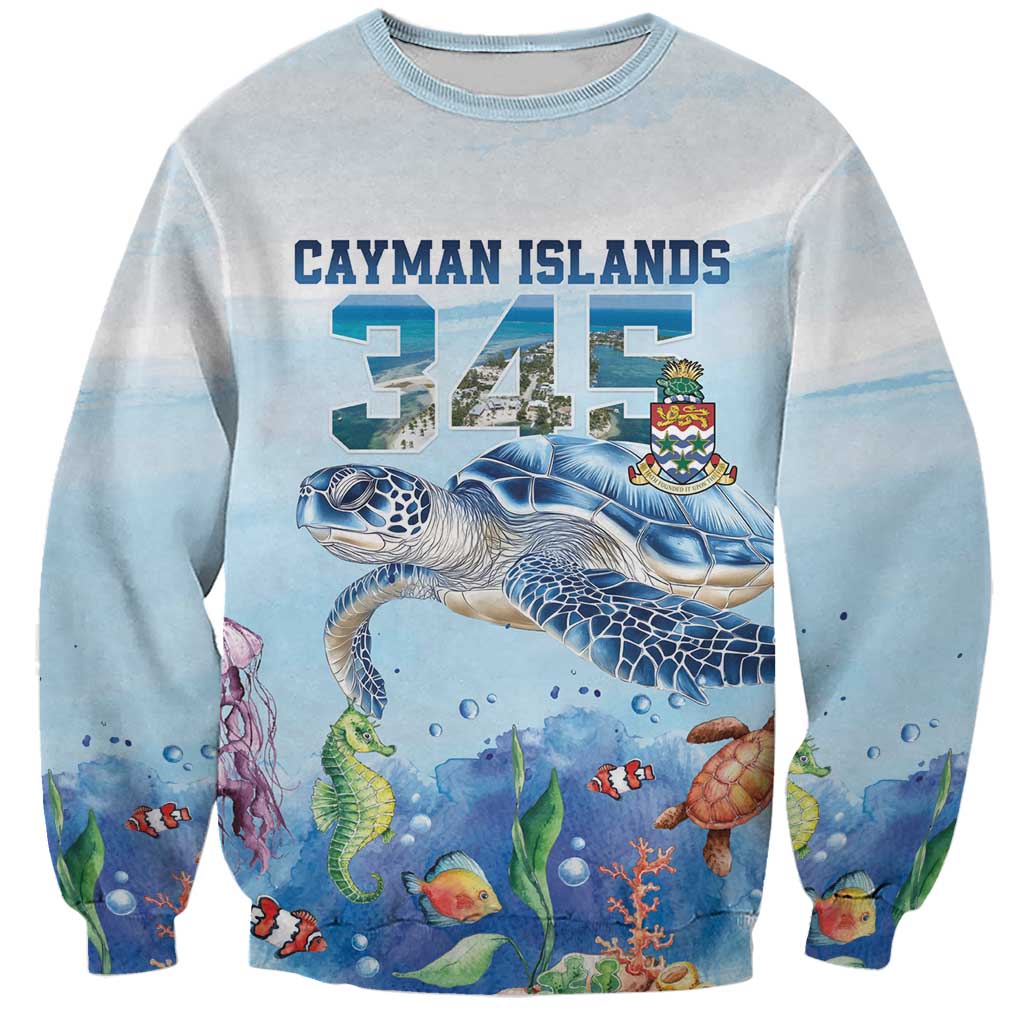 Personalized Cayman Islands 345 Sweatshirt Watercolor Turtle - Wonder Print Shop