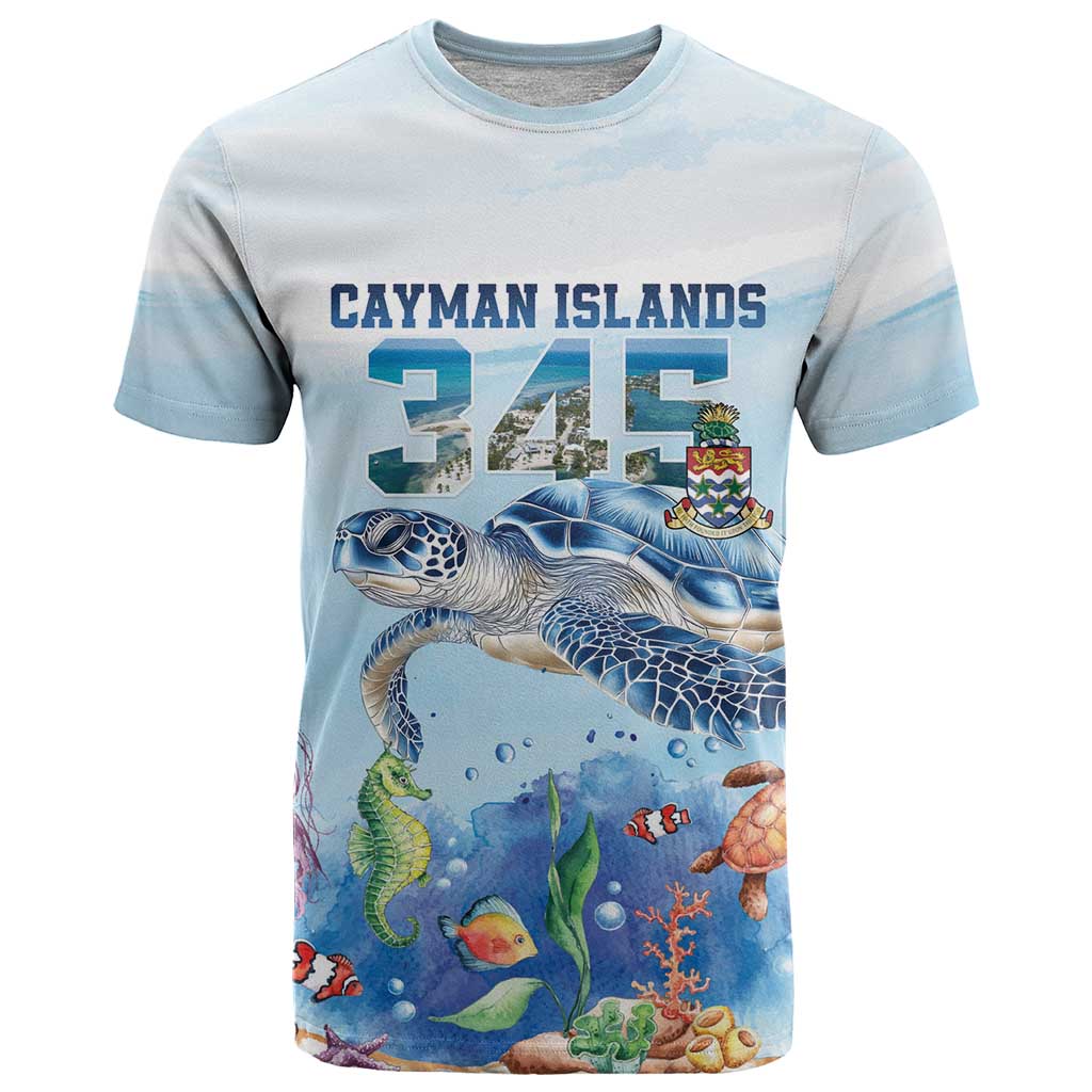 Personalized Cayman Islands 345 T Shirt Watercolor Turtle - Wonder Print Shop