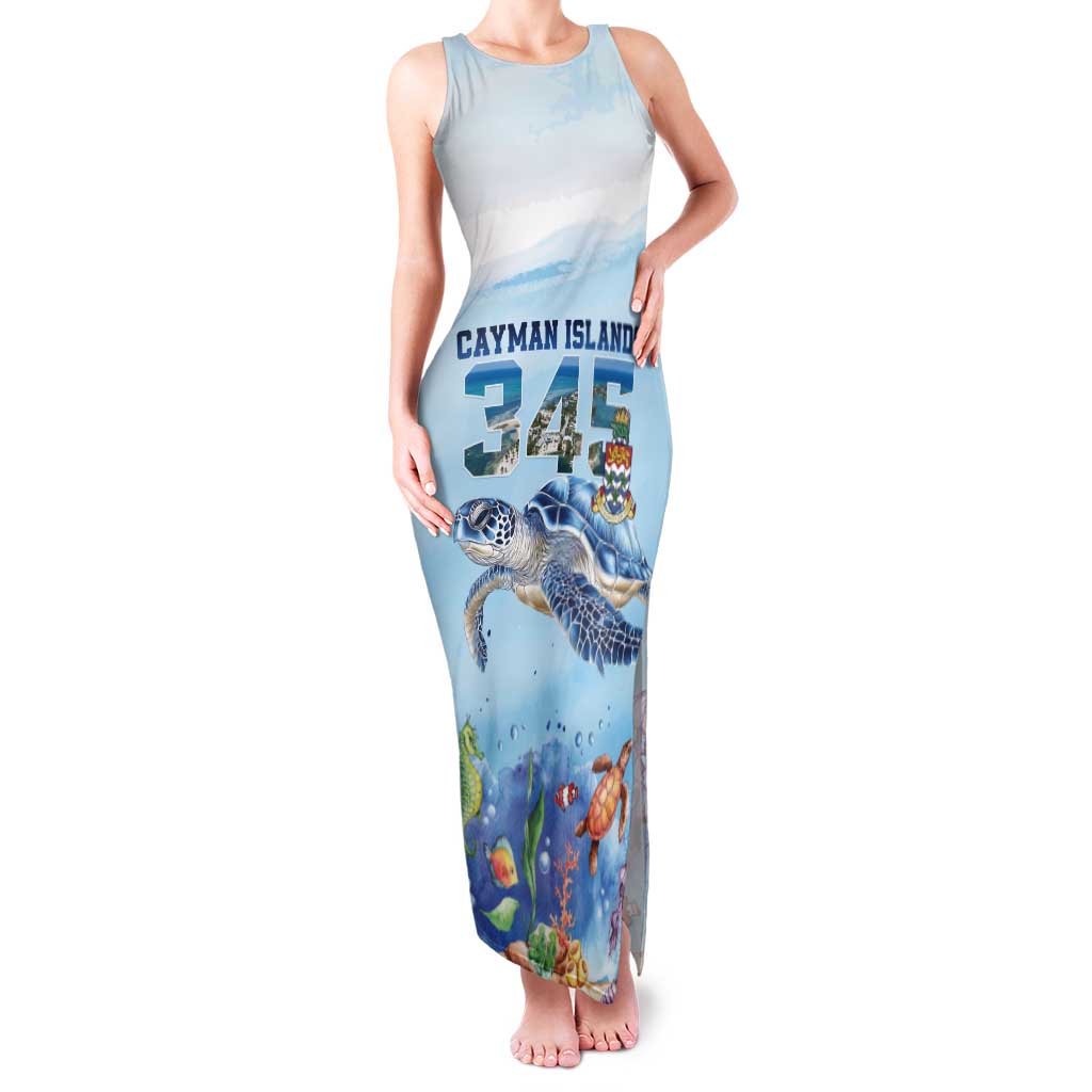 Personalized Cayman Islands 345 Tank Maxi Dress Watercolor Turtle - Wonder Print Shop