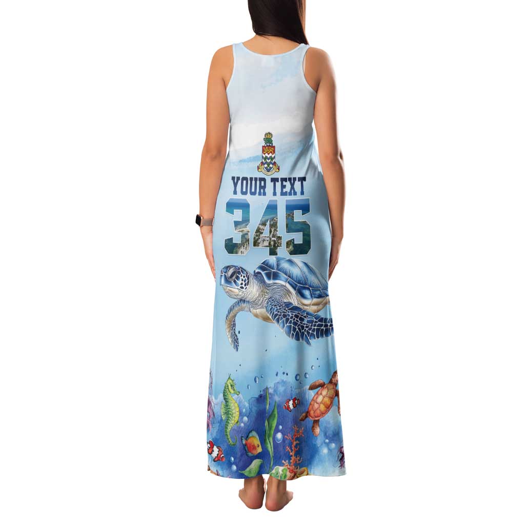Personalized Cayman Islands 345 Tank Maxi Dress Watercolor Turtle - Wonder Print Shop