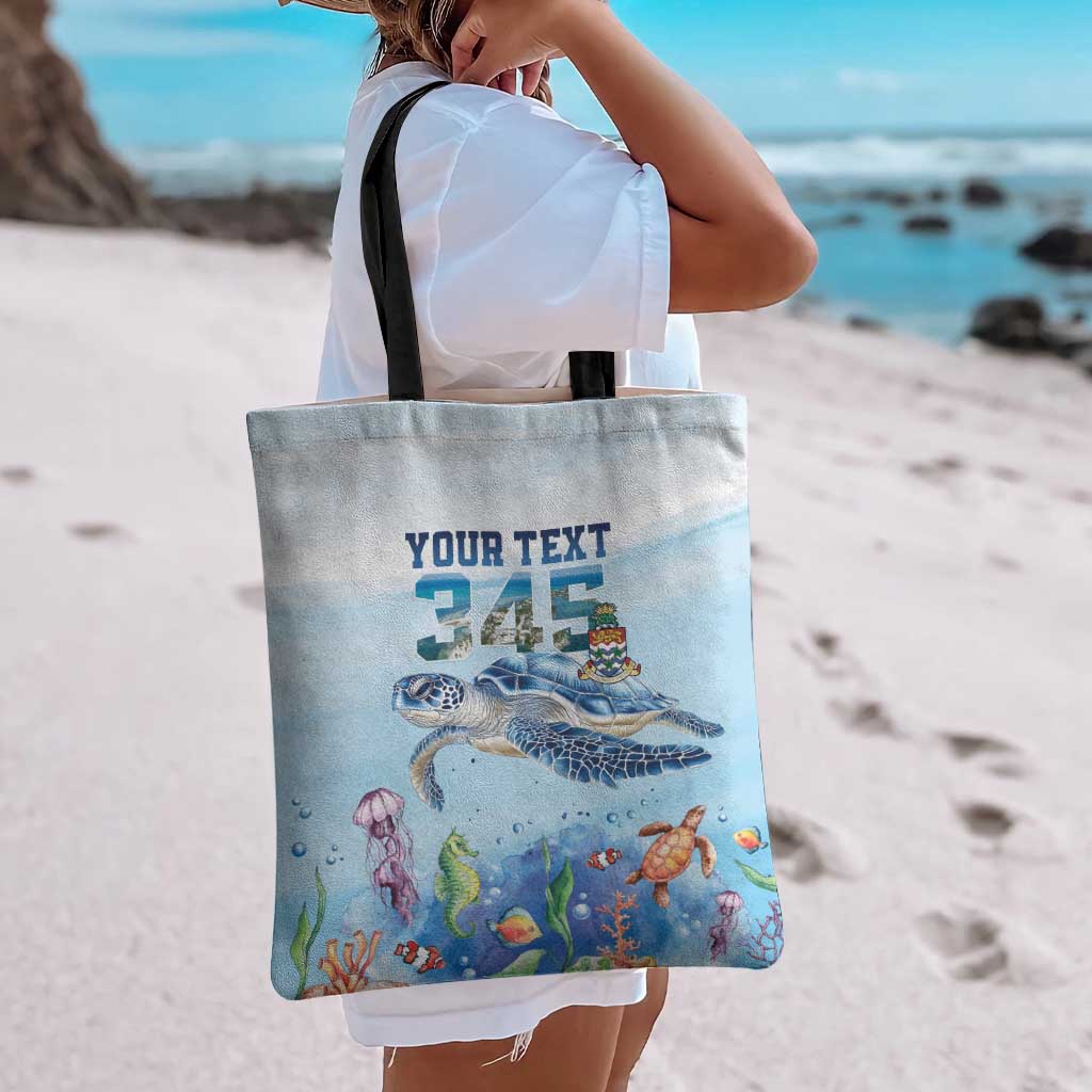 Personalized Cayman Islands 345 Tote Bag Watercolor Turtle - Wonder Print Shop
