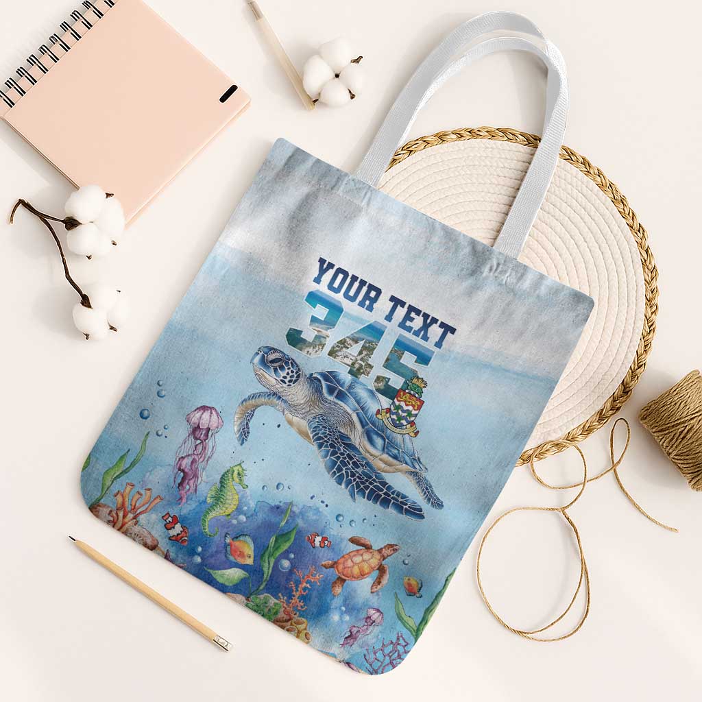 Personalized Cayman Islands 345 Tote Bag Watercolor Turtle - Wonder Print Shop
