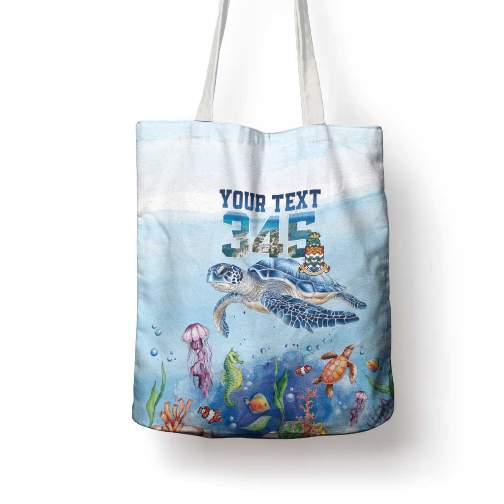 Personalized Cayman Islands 345 Tote Bag Watercolor Turtle - Wonder Print Shop