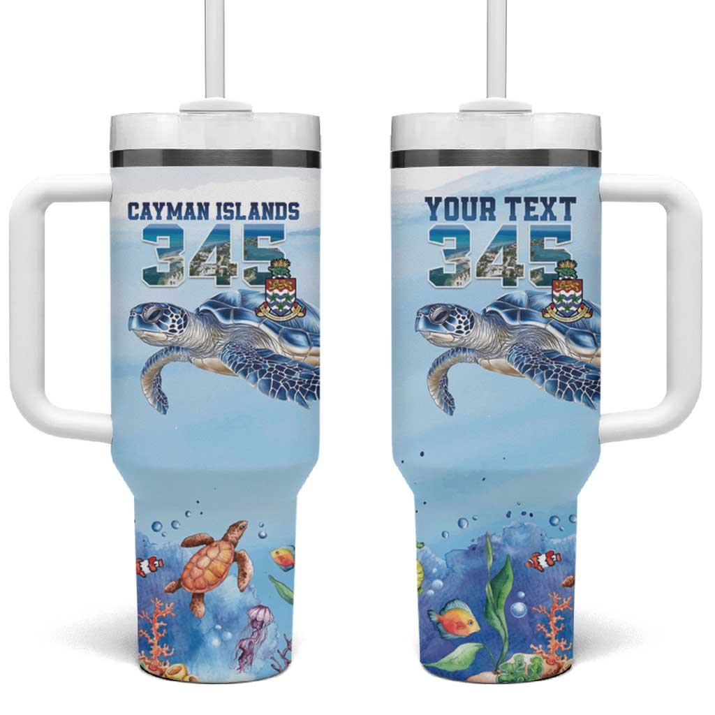 Personalized Cayman Islands 345 Tumbler With Handle Watercolor Turtle - Wonder Print Shop