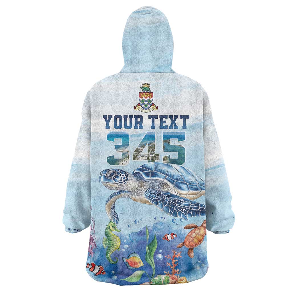 Personalized Cayman Islands 345 Wearable Blanket Hoodie Watercolor Turtle - Wonder Print Shop