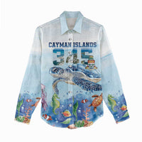 Personalized Cayman Islands 345 Women Casual Shirt Watercolor Turtle - Wonder Print Shop