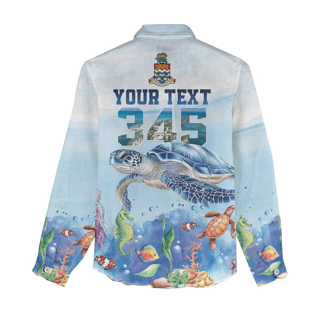 Personalized Cayman Islands 345 Women Casual Shirt Watercolor Turtle - Wonder Print Shop