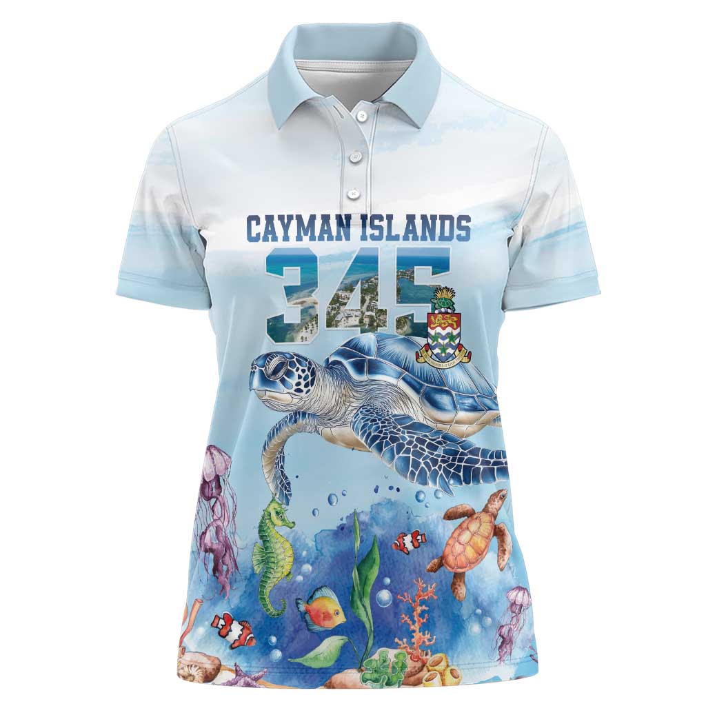 Personalized Cayman Islands 345 Women Polo Shirt Watercolor Turtle - Wonder Print Shop