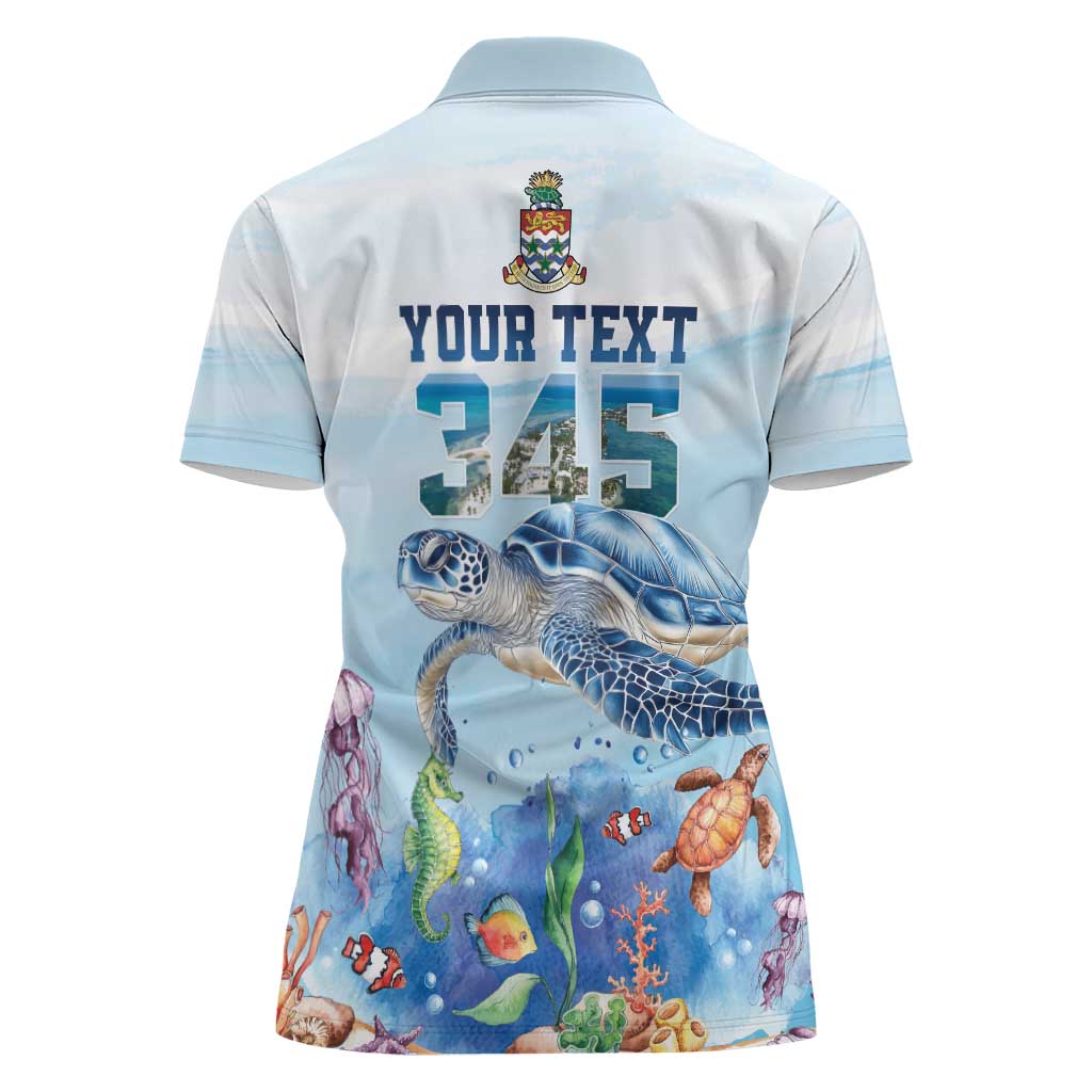 Personalized Cayman Islands 345 Women Polo Shirt Watercolor Turtle - Wonder Print Shop