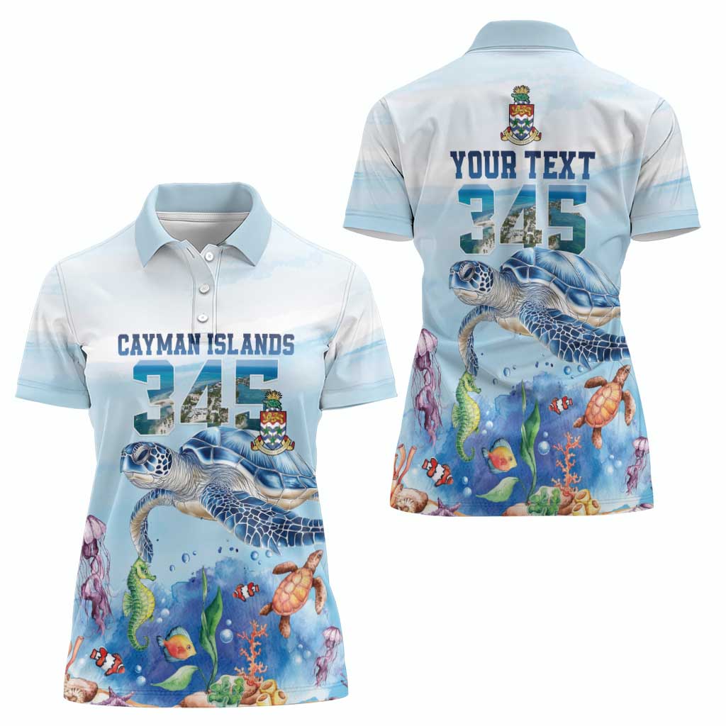Personalized Cayman Islands 345 Women Polo Shirt Watercolor Turtle - Wonder Print Shop