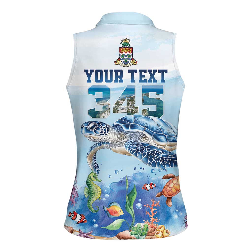 Personalized Cayman Islands 345 Women Sleeveless Polo Shirt Watercolor Turtle - Wonder Print Shop