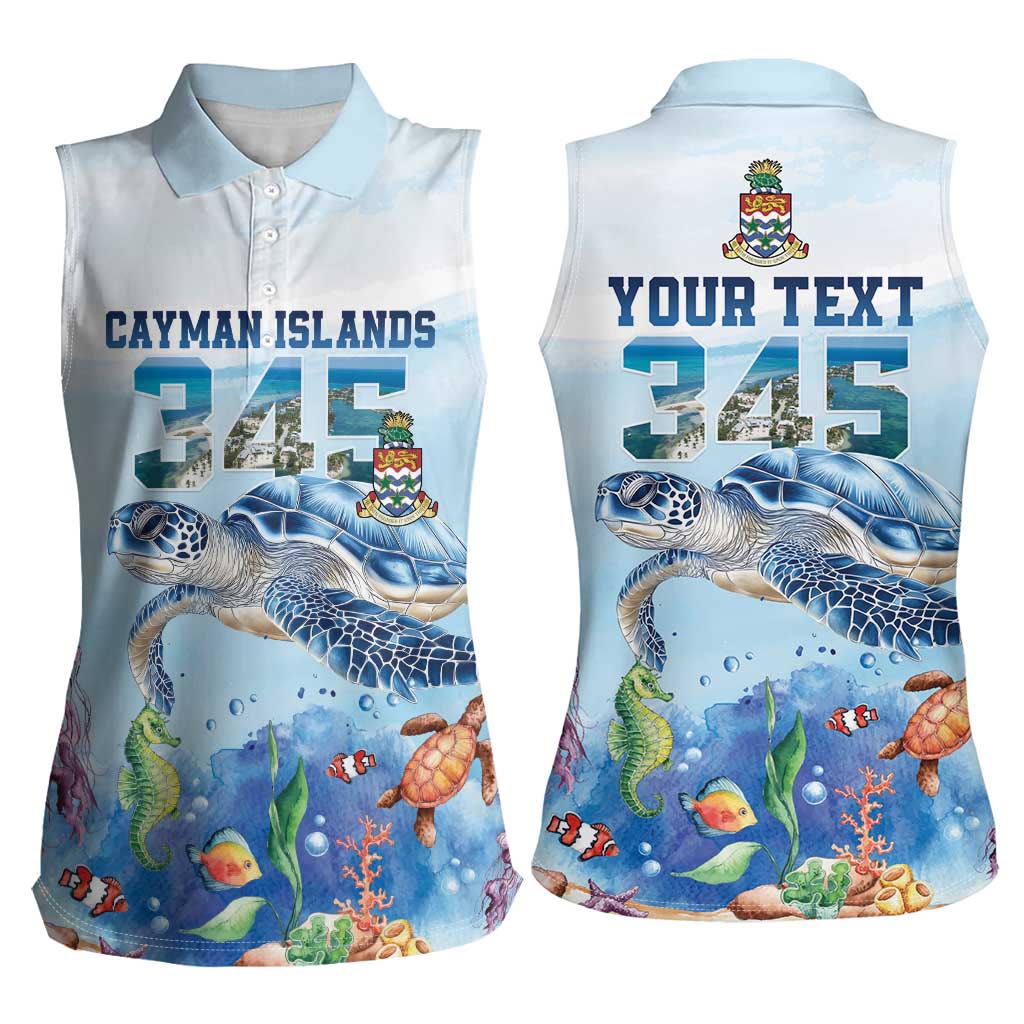 Personalized Cayman Islands 345 Women Sleeveless Polo Shirt Watercolor Turtle - Wonder Print Shop