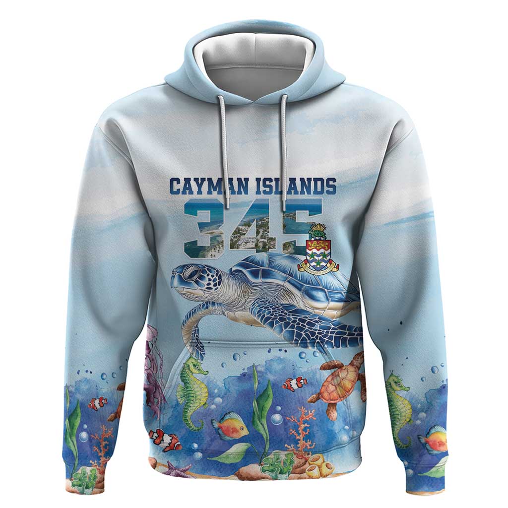 Personalized Cayman Islands 345 Zip Hoodie Watercolor Turtle - Wonder Print Shop
