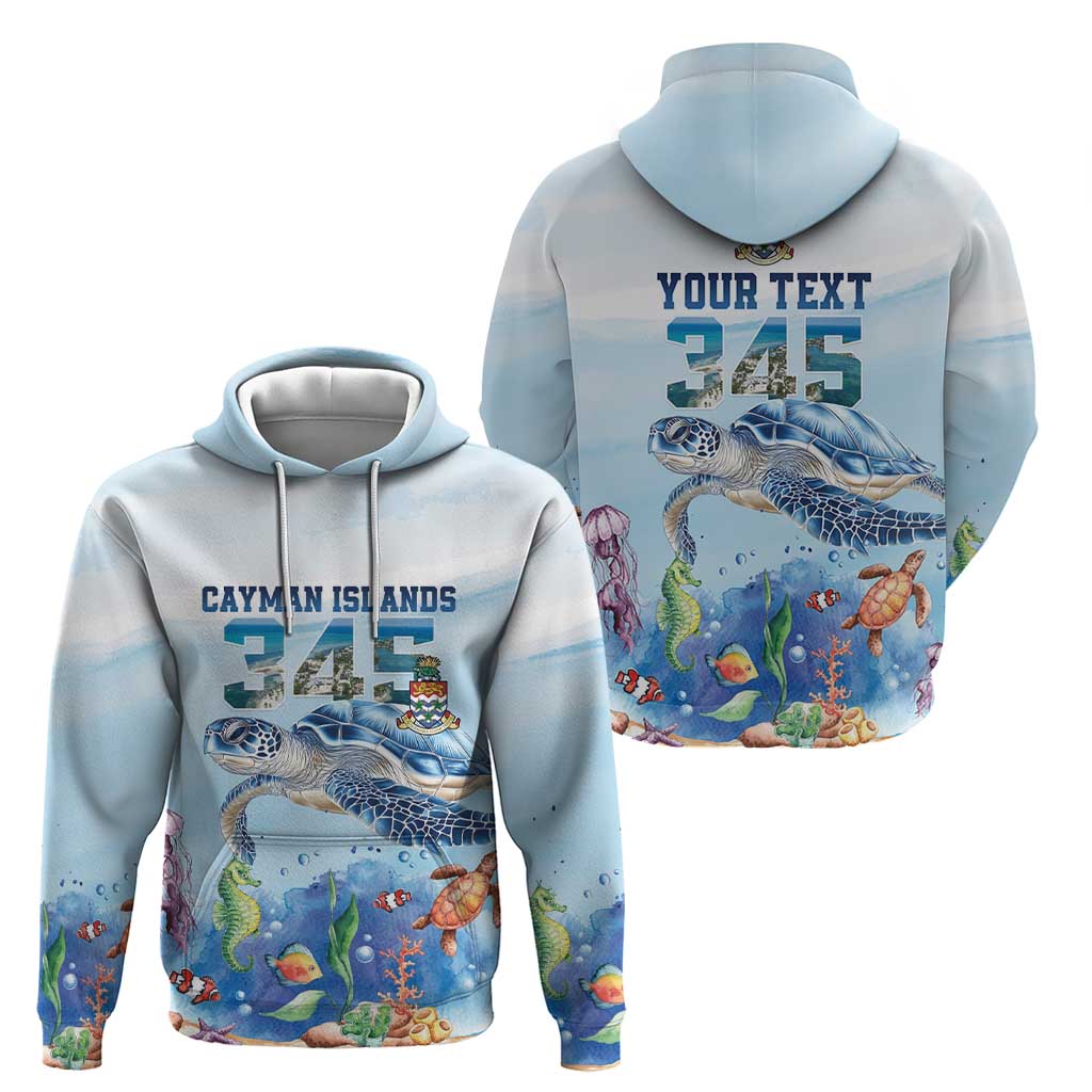 Personalized Cayman Islands 345 Zip Hoodie Watercolor Turtle - Wonder Print Shop