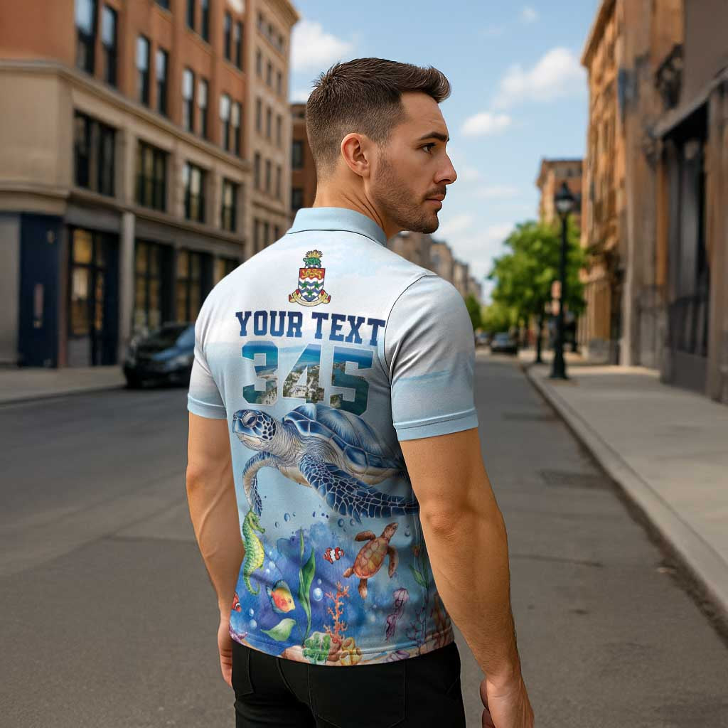 Personalized Cayman Islands 345 Zipper Polo Shirt Watercolor Turtle - Wonder Print Shop