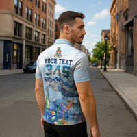 Personalized Cayman Islands 345 Zipper Polo Shirt Watercolor Turtle - Wonder Print Shop