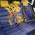 Barbados Coat Of Arms Back Car Seat Cover With Dwarf Poinciana Flowers - Wonder Print Shop