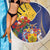 Barbados Coat Of Arms Beach Blanket With Dwarf Poinciana Flowers - Wonder Print Shop