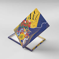 Barbados Coat Of Arms Canvas Wall Art With Dwarf Poinciana Flowers - Wonder Print Shop