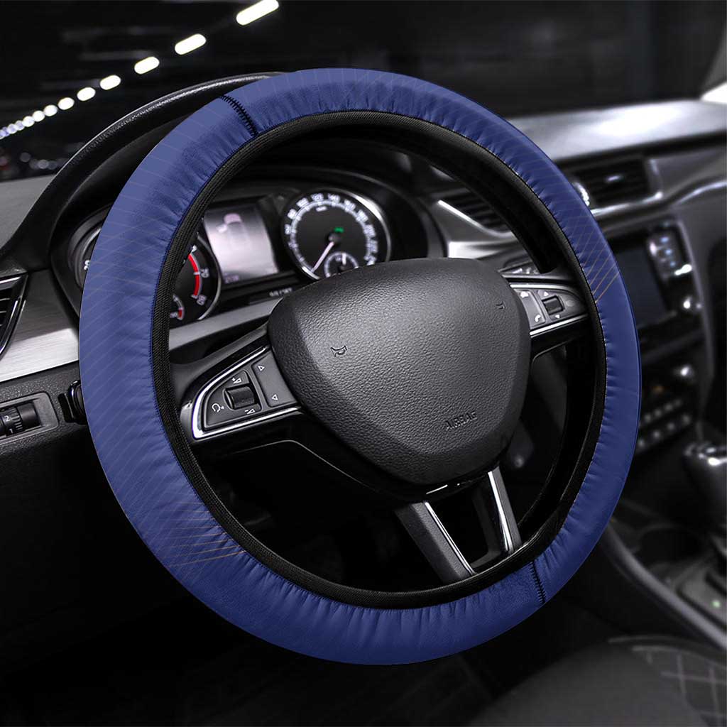 Barbados Coat Of Arms Steering Wheel Cover With Dwarf Poinciana Flowers - Wonder Print Shop