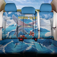 Personalized Barbados Fish Flying Back Car Seat Cover With Stormy Sea Wave - Wonder Print Shop