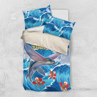 Personalized Barbados Fish Flying Bedding Set With Stormy Sea Wave - Wonder Print Shop