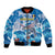 Personalized Barbados Fish Flying Bomber Jacket With Stormy Sea Wave - Wonder Print Shop