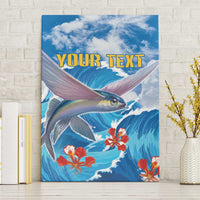 Personalized Barbados Fish Flying Canvas Wall Art With Stormy Sea Wave - Wonder Print Shop