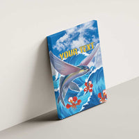 Personalized Barbados Fish Flying Canvas Wall Art With Stormy Sea Wave - Wonder Print Shop