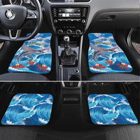 Personalized Barbados Fish Flying Car Mats With Stormy Sea Wave - Wonder Print Shop