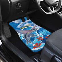 Personalized Barbados Fish Flying Car Mats With Stormy Sea Wave - Wonder Print Shop