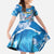Personalized Barbados Fish Flying Family Matching Off Shoulder Maxi Dress and Hawaiian Shirt With Stormy Sea Wave - Wonder Print Shop