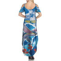 Personalized Barbados Fish Flying Family Matching Summer Maxi Dress and Hawaiian Shirt With Stormy Sea Wave - Wonder Print Shop